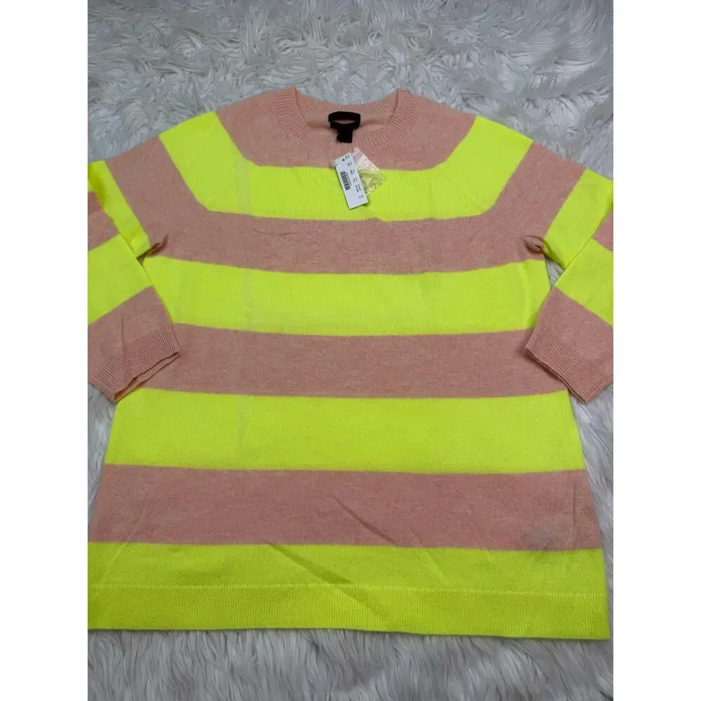 J. Crew Collection 100% Cashmere Boyfriend Crew Neck Sweater Peach Citron S NWT